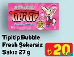 TİPİTİP BUBBLE FRESH ŞEKERSİZ SAKIZ 27 G
